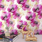 Rewallpaper lipnus fototapetas gėlės violetinis ra&scaron;tas, lipnios gėlės, vintažinis tapetas, 44.5 cm x 3 m, lipni plėvelė, baldai, violetinės gėlės, baldų plėvelė