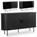Komoda su stalčiais, didelė 140 cm, su lamele, skirta svetainei, miegamajam TRISH Black