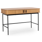 TRISH i&scaron;skleidžiamas ra&scaron;omasis stalas, 120 cm, ąžuolo ra&scaron;tas, modernus lofto stiliaus