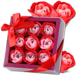 Dekoratyvinės muilo rožės, raudonos, 9 vnt. rinkinys