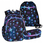 Mokyklinis kuprinės rinkinys 1&ndash;4 klasėms, juoda - žvaigždžių ra&scaron;tas