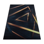 Juodas auksinis kilimas 160x220 cm svetainei neslystantis modernus ra&scaron;tas