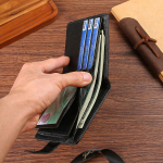 Bifold piniginė, juoda, tikra oda