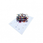 I&scaron;siskleidžiantis 3D Pop-Up atvirukas gimtadieniui Happy Birthday, 13x18 cm, baltas vokas