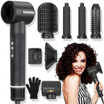 LIVMAN WT-626 - žemos temperatūros profesionalus plaukų formavimo prietaisas su neigiamų jonų technologija, 7 skirtingais keičiamais antgaliais ir 3 temperatūros bei 3 greičio režimais, 1400W