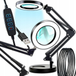 2in1 led lempa su didinamuoju stiklu kosmetikos ir pie&scaron;imo darbams 10x