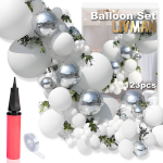 Balionų girliandų rinkinys įvairioms &scaron;ventėms LIVMAN 002 su balionų pripūtimo pompa, 123 vnt.