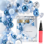 Balionų girliandų rinkinys įvairioms &scaron;ventėms LIVMAN 005 su balionų pripūtimo pompa, 117 dalių