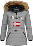 Geografinė Norvegija Moteri&scaron;ka žieminė striukė Belinda žieminė ilga pilka su gobtuvu
