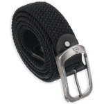 TRESSARI &ndash; Juodas elastingas pintas diržas su sidabrine sagtimi 120 cm