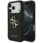 Telefono dėklas iPhone 17 Pro juodas odos imitacija Guess