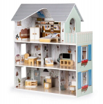 Lėlių namelis su mediniu baldų komplektu,Ecotoys