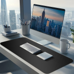 Dirbtinės odos juodas stalo ofiso kilimėlis, 90x40cm