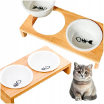 Dubenėliai su stovu katei Pagmil, 2x250 ml, balti