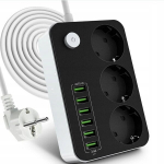 Maitinimo juosta 3x230V 6xUSB su maitinimo mygtuku