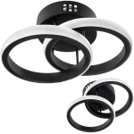 LED lubinis &scaron;viestuvas plafonas 2 žiedai 25x10cm juodas, keičiama spalva (&scaron;ilta/&scaron;alta), modernus Loft stilius