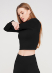 Trumpas ilgarankovis topas CROP TOP Giulia, spalva nero