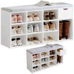 Batų spintelė su sėdyne loft white bench hallway modern 100cm