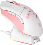 DAREU Sakura belaidė žaidimų pelė su įkrovimo stotele, įkraunama RGB, rožinė