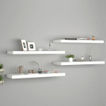 Pakabinamos lentynos VidaXL, 4 vnt., 80x23,5x3,8 cm, baltos