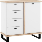 Komoda Meblocross Cross Cro-04 1D4S, ąžuolo spalvos/balta