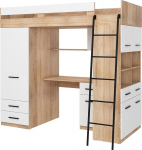 Dviauk&scaron;tė lova Meblocross Level P, 90x200 cm, balta/ąžuolo spalvos