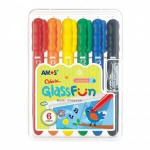 &Scaron;ilkinės kreidelės stiklui Amos "Colorix Glass Fun", 6 spalvų