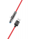USB kabelis USAMS 'SJ362 - U34' raudonas 'Lightning' 120cm (90' kampas / su LED indikatoriumi)