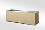 Lauko vazonas i&scaron; poliuretano su aliuminio metalo apdaila, kreminė, 130 cm x 40 cm x 45 cm
