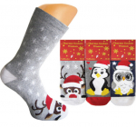 Frotinės termo kojinės moterims Happy Christmas, 3 poros