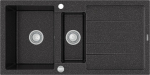 Granitinė virtuvinė plautuvė Mexen Andres su sifonu, Black granite