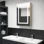 Veidrodinė vonios spintelė su LED, 50x13x70cm, ąžuolo