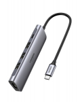 Adapteris Ugreen 5in1 Hub USB-C/3x USB 3.0/HDMI 4K/USB-C PD