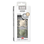 BIBS silikoniniai čiulptukai, 0-6m, 2 vnt., Ivory / Sage