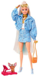 Lėlė Barbie Extra su džinsiniu kostiumėliu