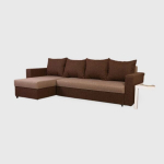 Kampinė sofa-lova Lugan Plus, &scaron;viesiai rudos/ smėlio spalvos