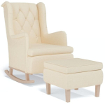 Krėslas su lingėmis ir pakoja, kreminės spalvos, audinys