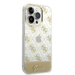 Guess PC/TPU Peony Glitter Script Logo Case skirtas iPhone 14 Pro, auksinis
