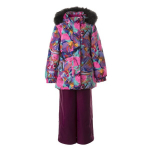 Huppa Mergaičių žieminis komplektas RENELY 4, fuchsia pattern/ burgundy