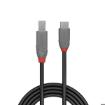 USB kabelis - Lindy - Anthra linija - USB-C (M) - USB Type B (M) - 2,0m - Juoda