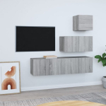 TV spintelių komplektas, Mediena, 4 dalių, pilka ąžuolo spalva