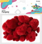 Akriliniai pomponai, raudoni, 45 vnt.