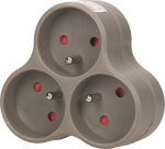 Trijų lizdų prailgintuvas su įžeminimu, pilkas