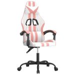 Žaidimų kėdė, Dirbtinė oda, balta/rožinė spalva
