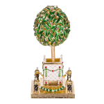 Faberge stiliaus kiau&scaron;inis, papuo&scaron;alų dėžutė "Lauro medis" (apelsinų medis) su pauk&scaron;čiuku