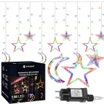 &Scaron;viesos užuolaidos 138 Led girlianda žvaigždės mėnuliai Springos CL4135