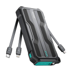 I&scaron;orinis akumuliatorius 10000mAh su USB-C, microUSB, Lightning ir žibintuvėliu, juodas