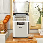 Costway 3,2 l ledo kubelių gaminimo ledo aparatas su vir&scaron;utine įleidimo anga 25 x 36 x 38 cm sidabrinis