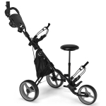 Costway 3 ratų golfo vežimėlis, pagamintas i&scaron; aliuminio su skėčio laikikliu ir sėdyne sulankstomas golfo vežimėlis Golf Caddy Grey