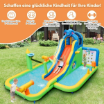 Costway pripučiama vandens čiuožykla su baseinu ir laipiojimo siena bei vandens patrankomis be pūstuvo